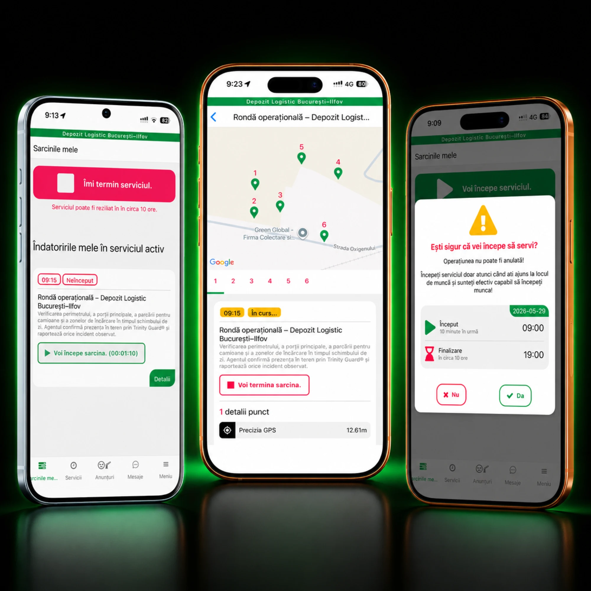 Aplicație pentru firme de pază Trinity Guard cu patrule GPS, coduri QR și panou web pe GPSPatrol.ro